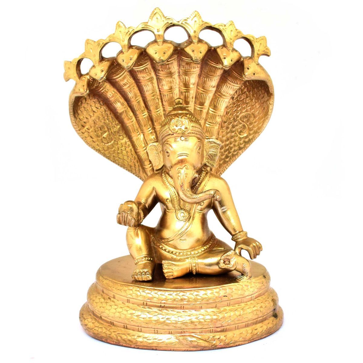 BRONZE GANESHA IDOL WITH SNAKE