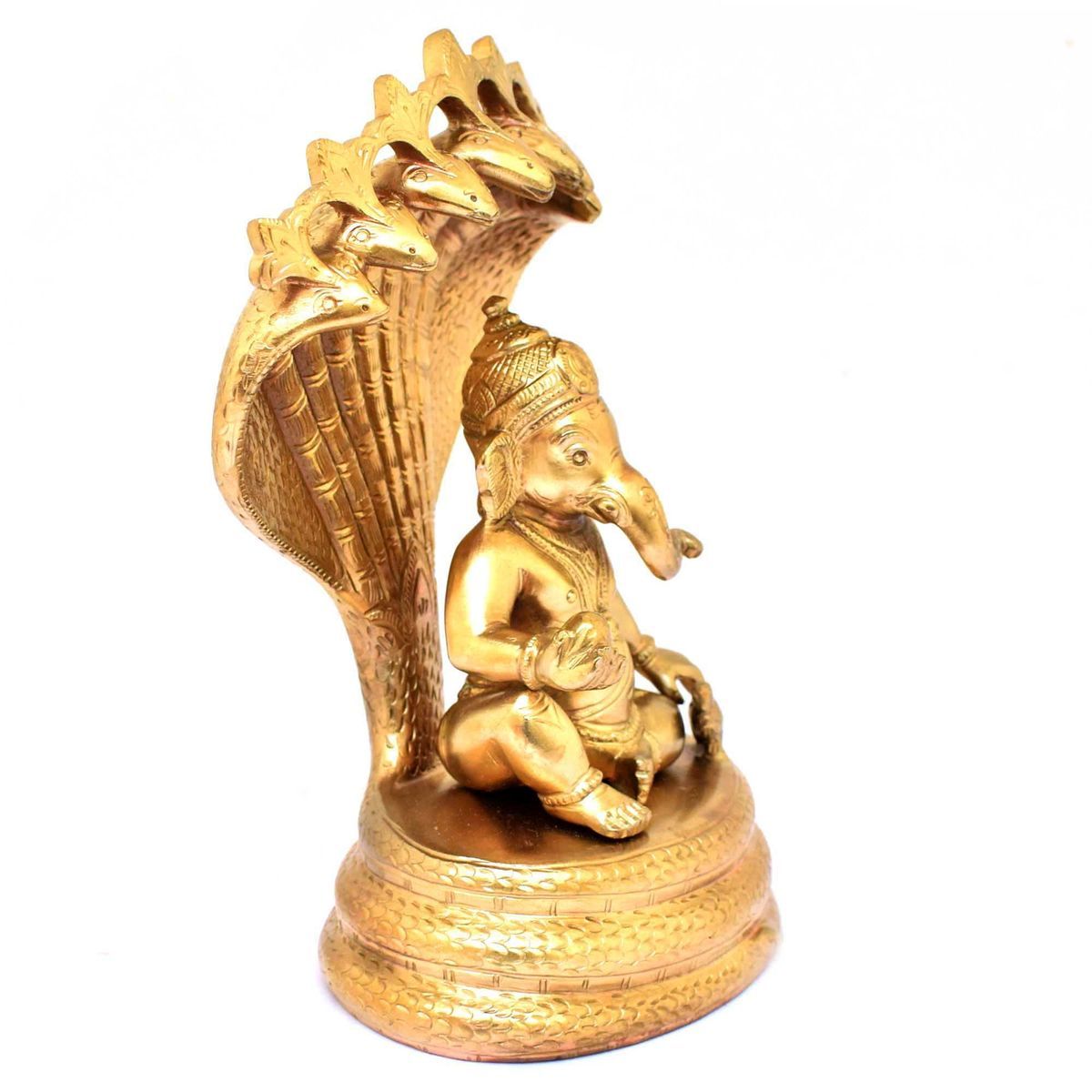 BRONZE GANESHA IDOL WITH SNAKE