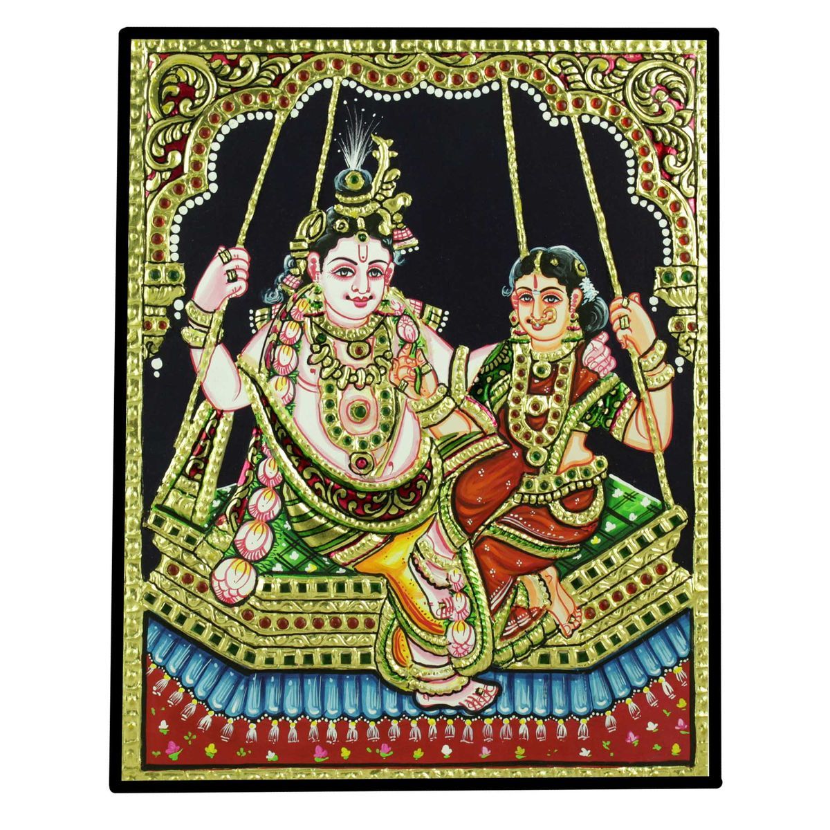 TANJORE PAINTING SWING RADHA KRISHNA