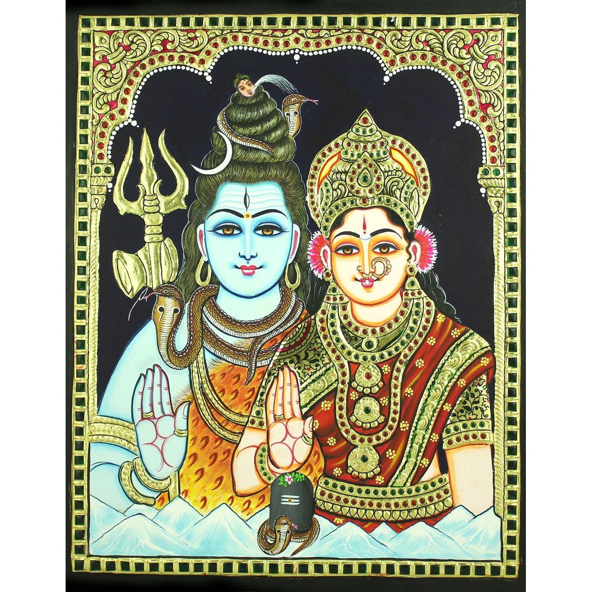 TANJORE PAINTING SHIVA PARVATHI