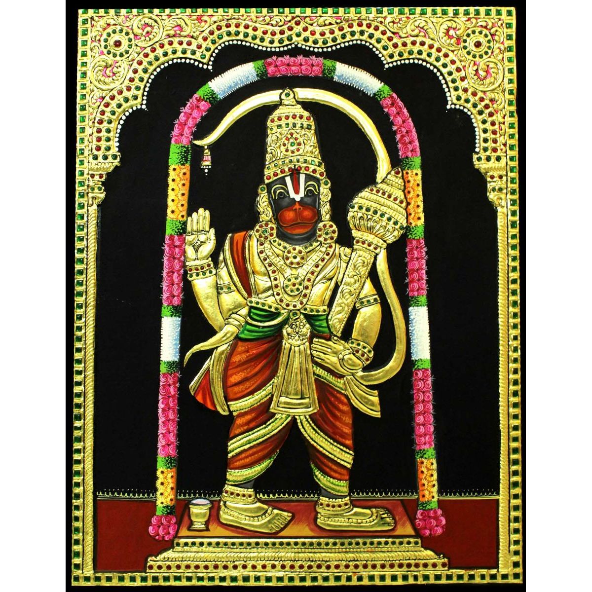 TANJORE PAINTING STANDING HANUMAN