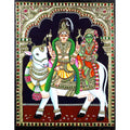 TANJORE PAINTING SHIVA PARVATHI ON NANDHI