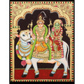 TANJORE PAINTING SHIVA PARVATHI ON NANDHI