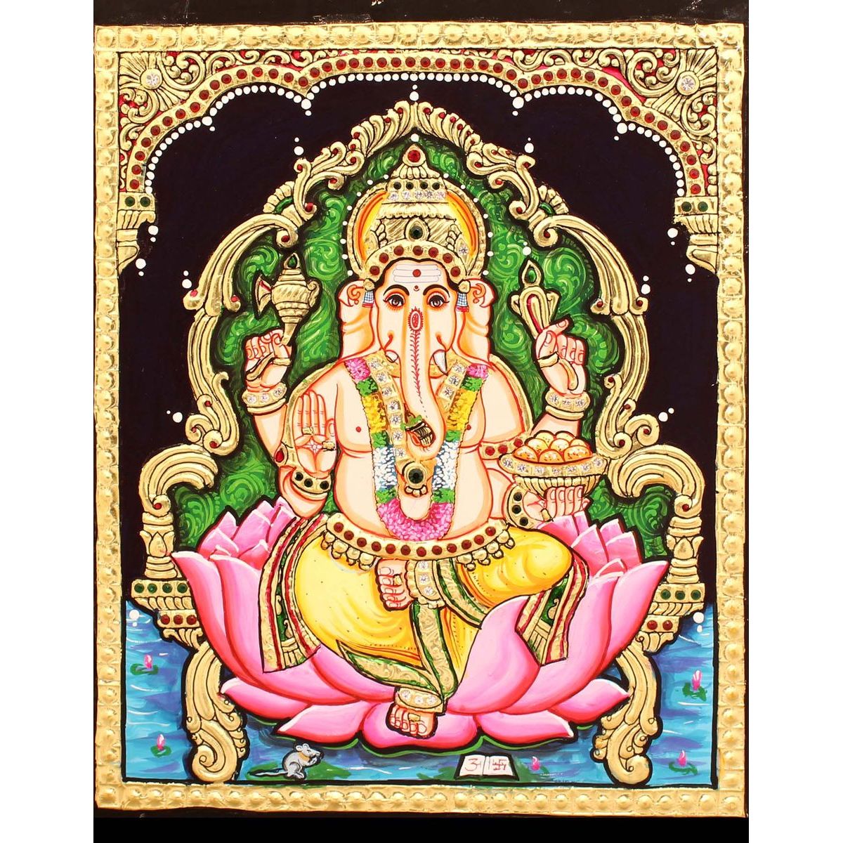 TANJORE PAINTING  LOTUS GANESHA