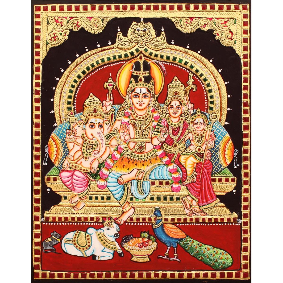 TANJORE PAINTING SHIVA FAMILY