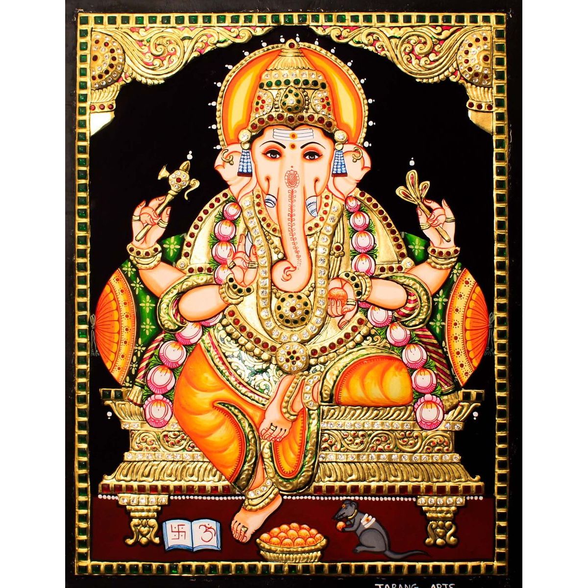 TANJORE PAINTING YELLOW DHOTHI GANESHA