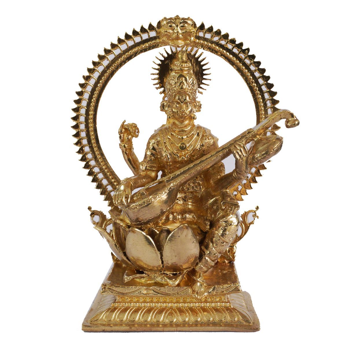 BRONZE SARASWATHI IDOL WITH PRABHAVALI