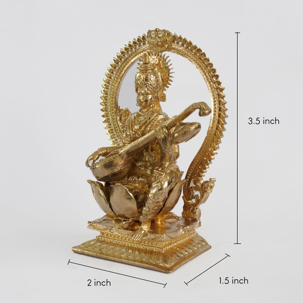 BRONZE SARASWATHI IDOL WITH PRABHAVALI
