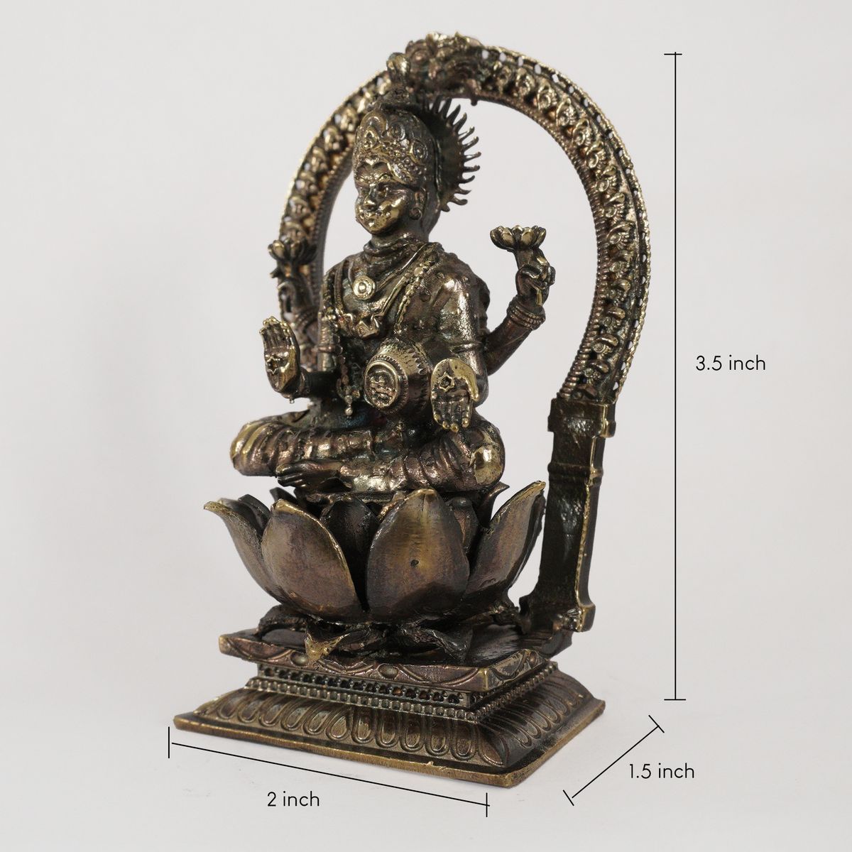 LAKSHMI BRONZE SOLID IDOL ANTIQUE FINISH