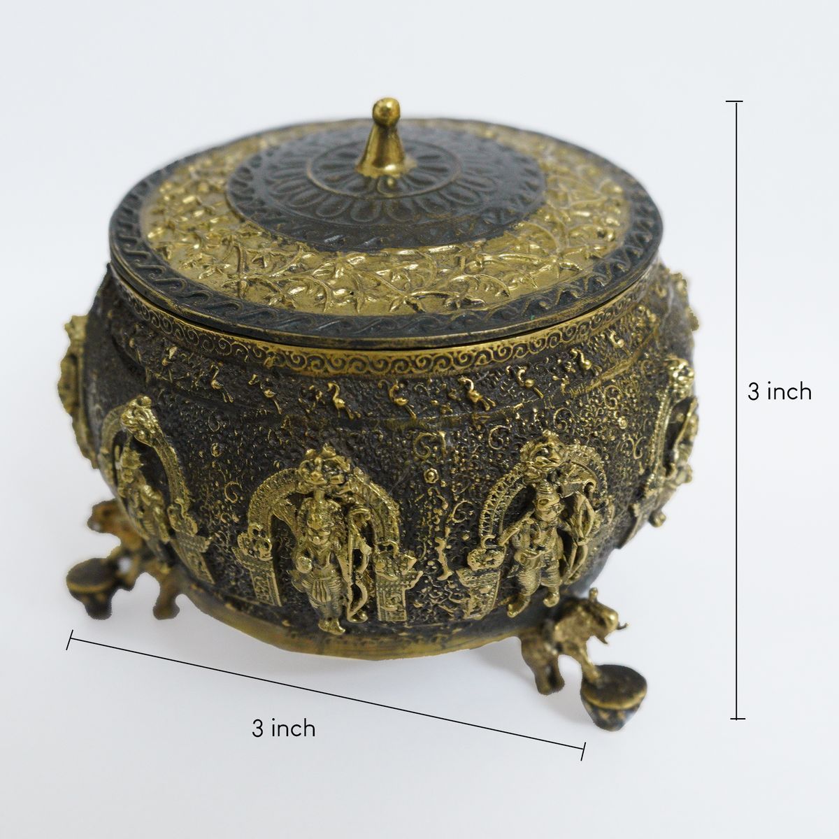BRONZE DASAVATHARAM KUMKUM BOX