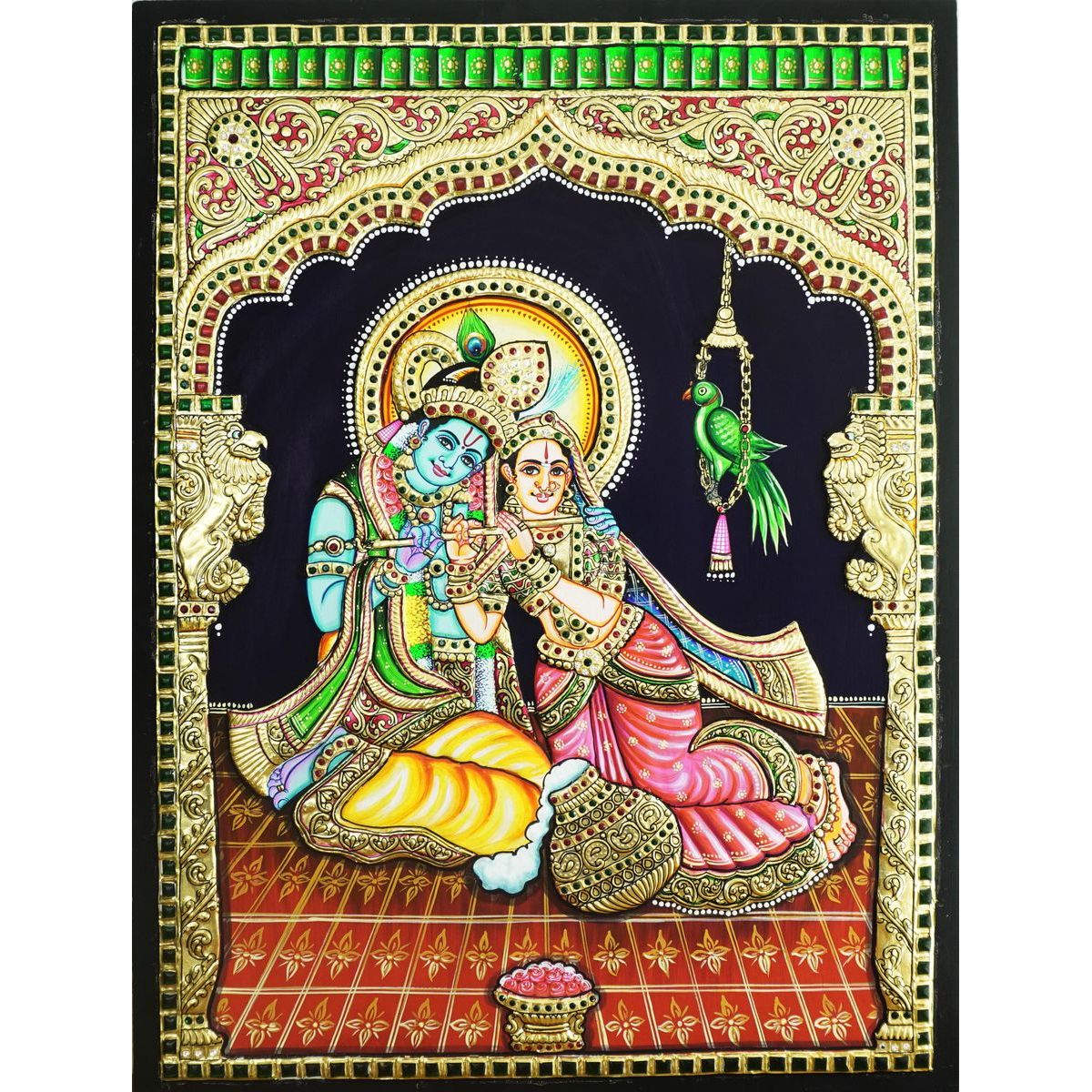 TANJORE PAINTING SWING RADHA KRISHNA
