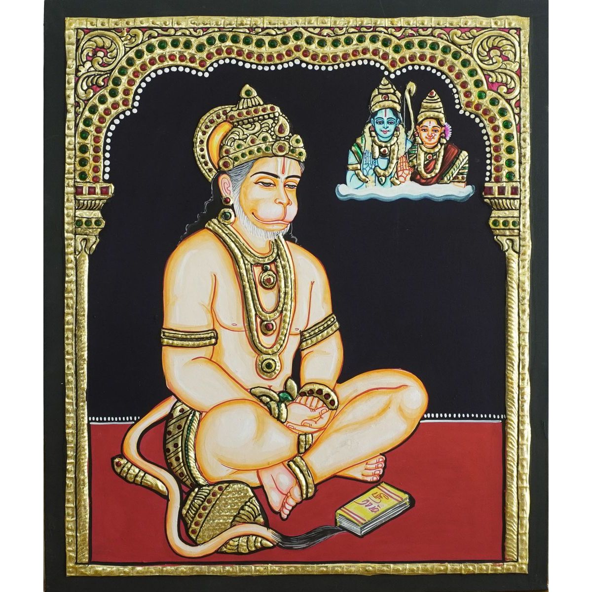 TANJORE PAINTING HANUMAN SITTING
