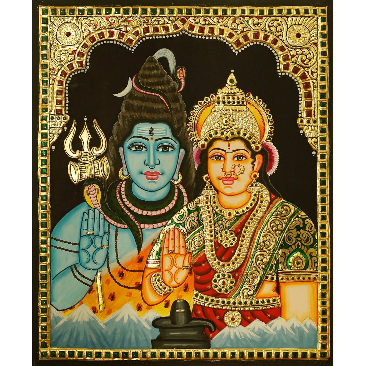 TANJORE PAINTING SHIVA PARVATHI