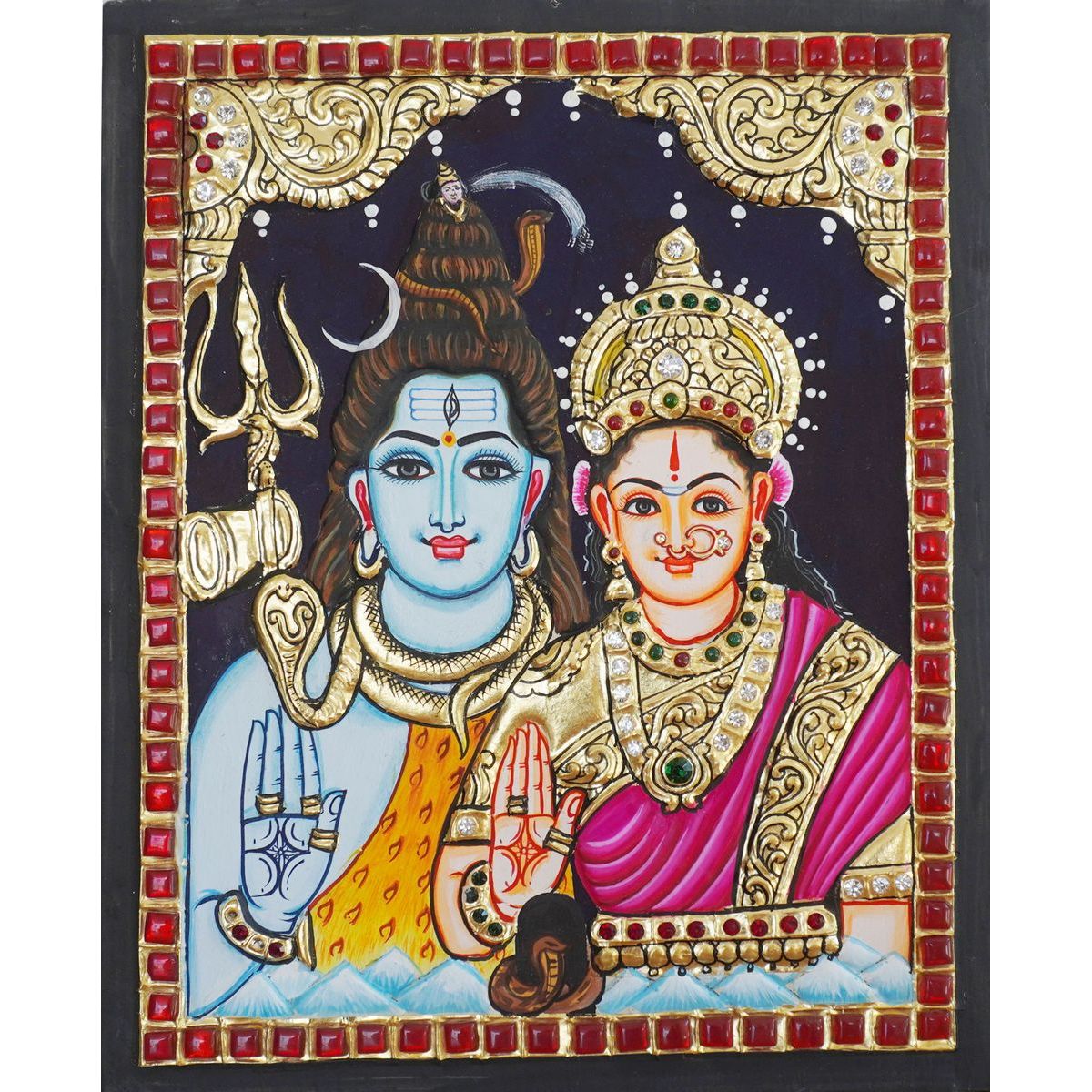 TANJORE PAINTING SHIVA PARVATHI