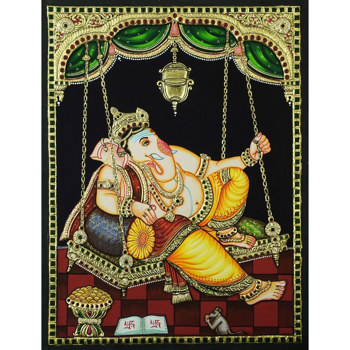 TANJORE PAINTING SWING GANESHA