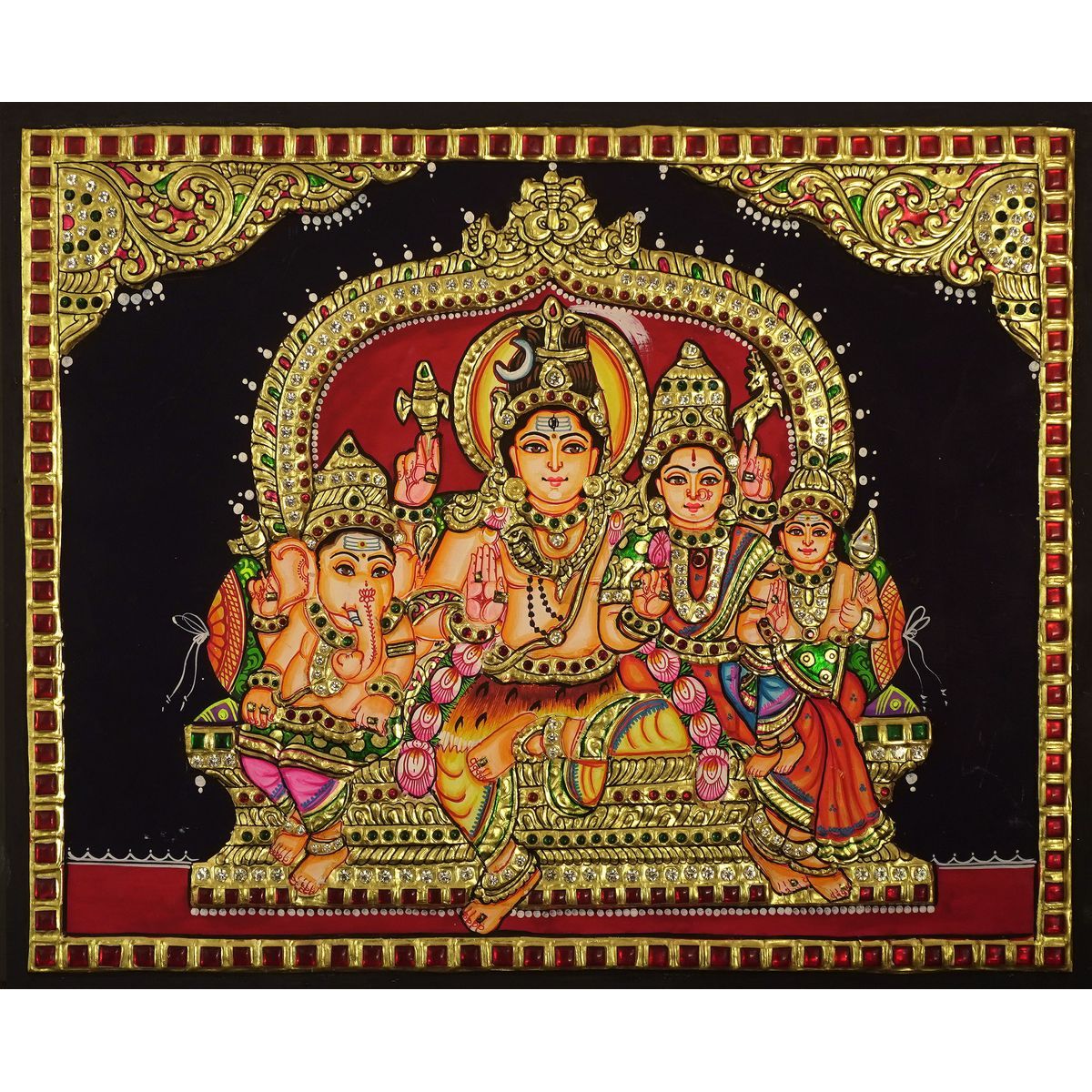 TANJORE PAINTING SHIVA FAMILY
