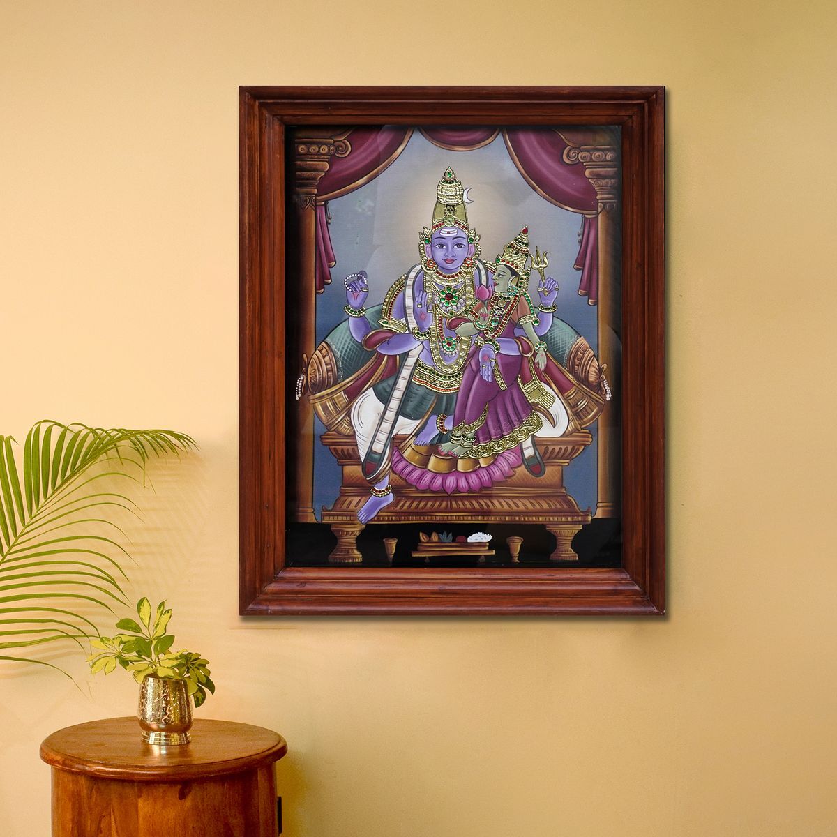 VISHNU LAKSHMI CANVAS PAINTING WITH TANJORE WORK