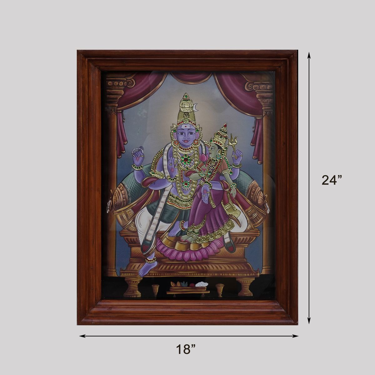 VISHNU LAKSHMI CANVAS PAINTING WITH TANJORE WORK