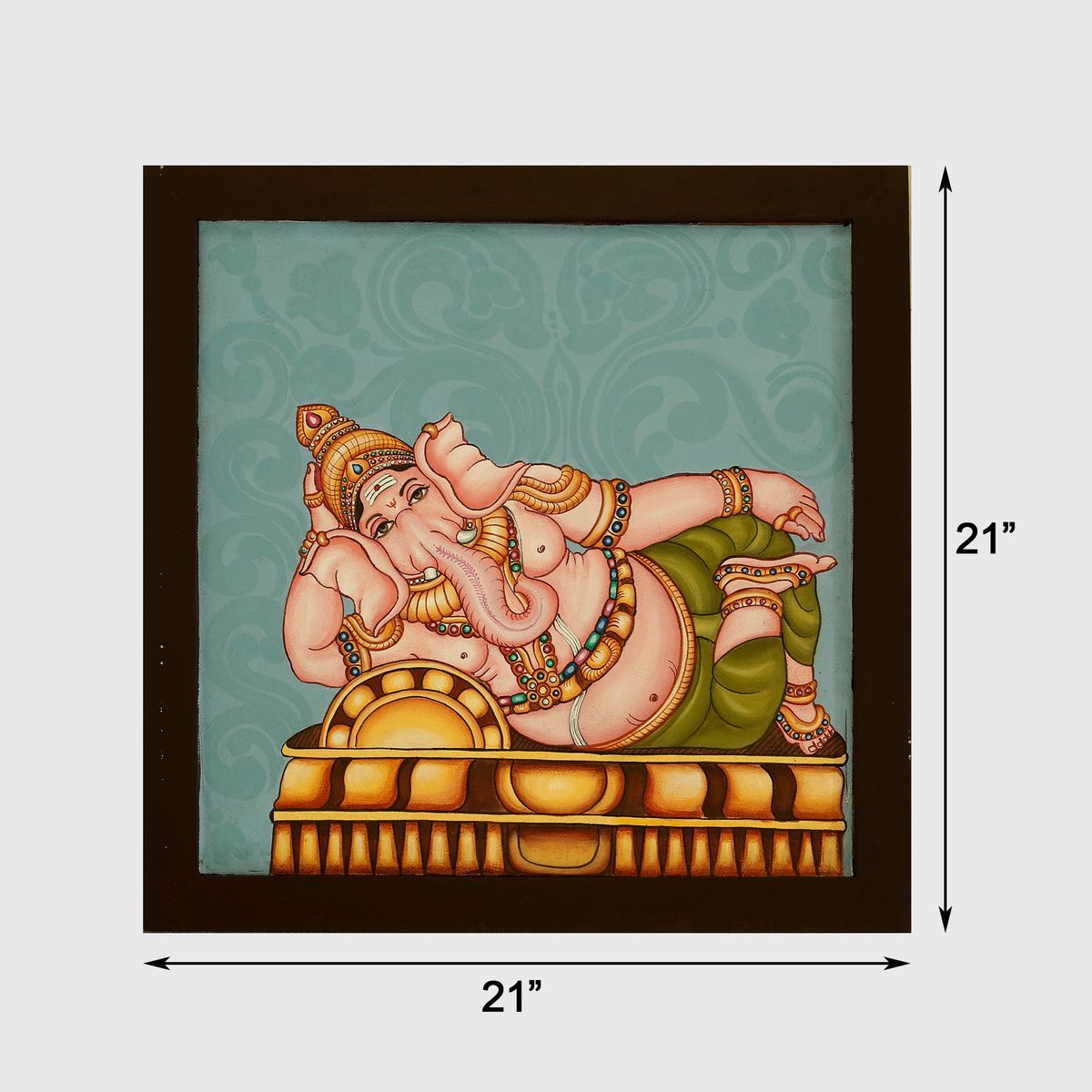 GANESHA SOUTH INDIAN TEMPLE ART PAINTING ON CANVAS