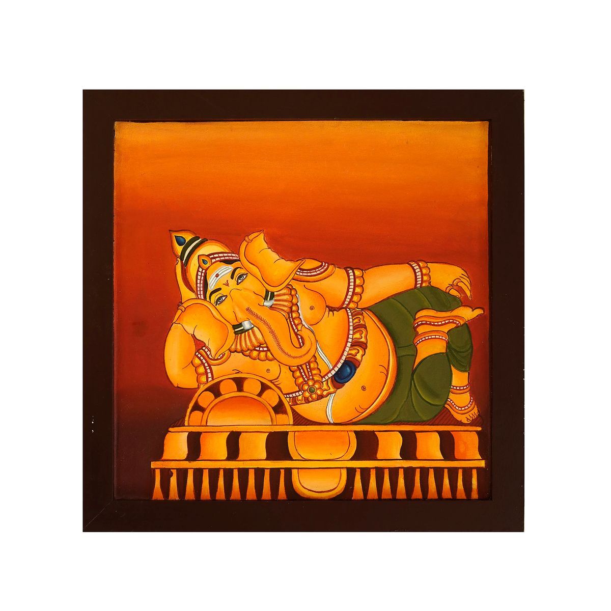 GANESHA SOUTH INDIAN TEMPLE ART PAINTING ON CANVAS