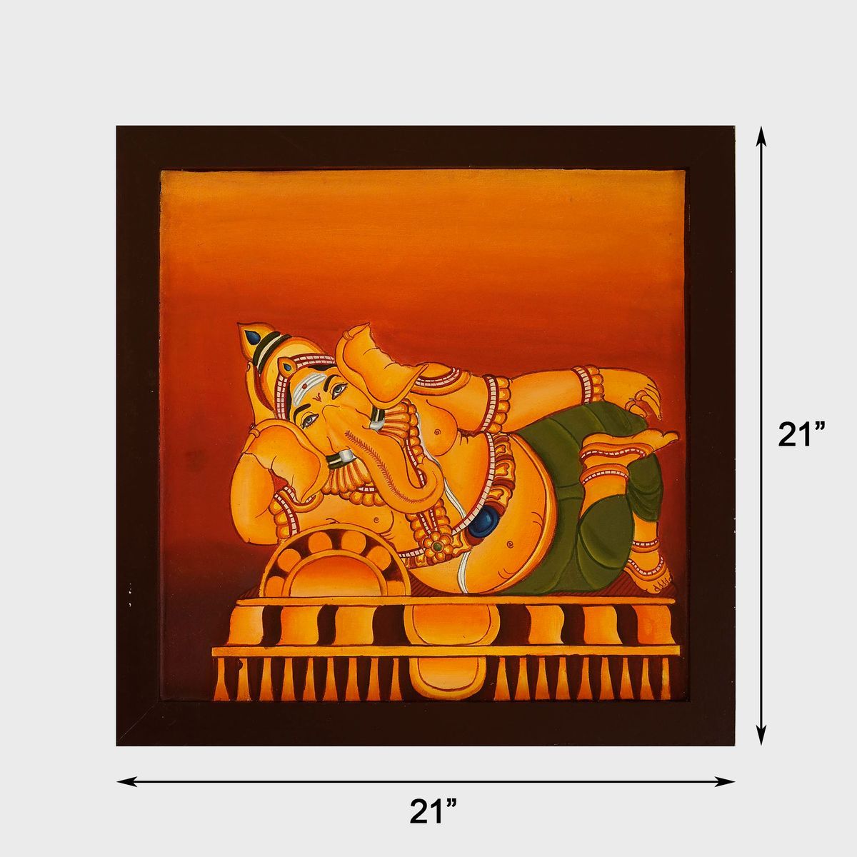 GANESHA SOUTH INDIAN TEMPLE ART PAINTING ON CANVAS