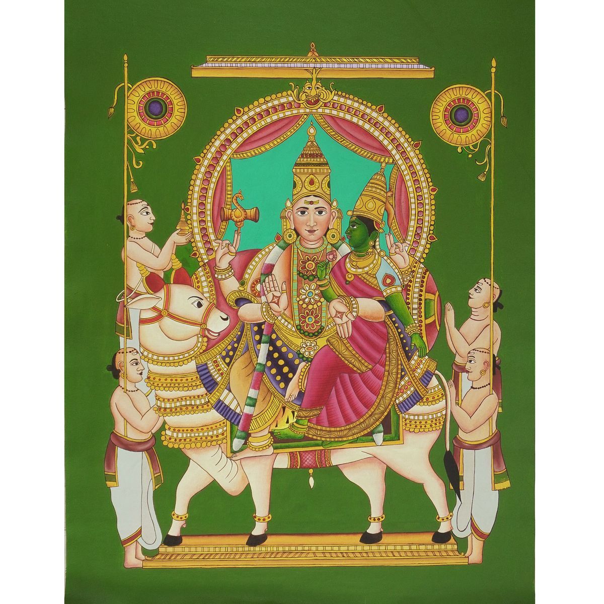SHIVA PARVATHI ON RISHABA VAHANAM THIRUMALA PAINTI