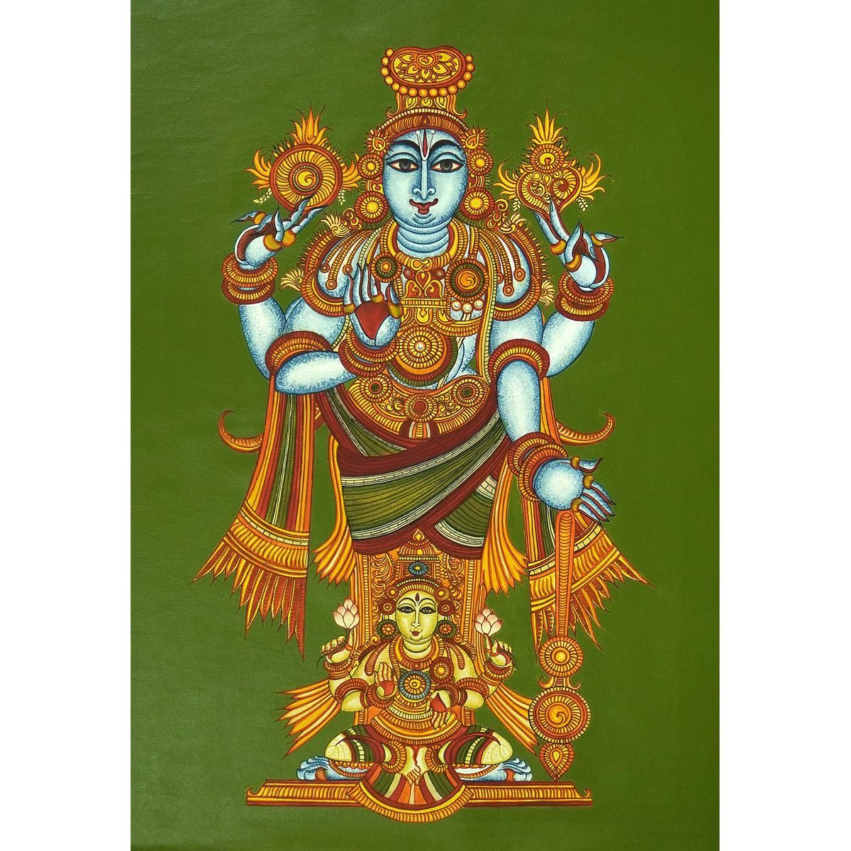 VISHNU WITH PATHA LAKSHMI THIRUMALA PAINTING
