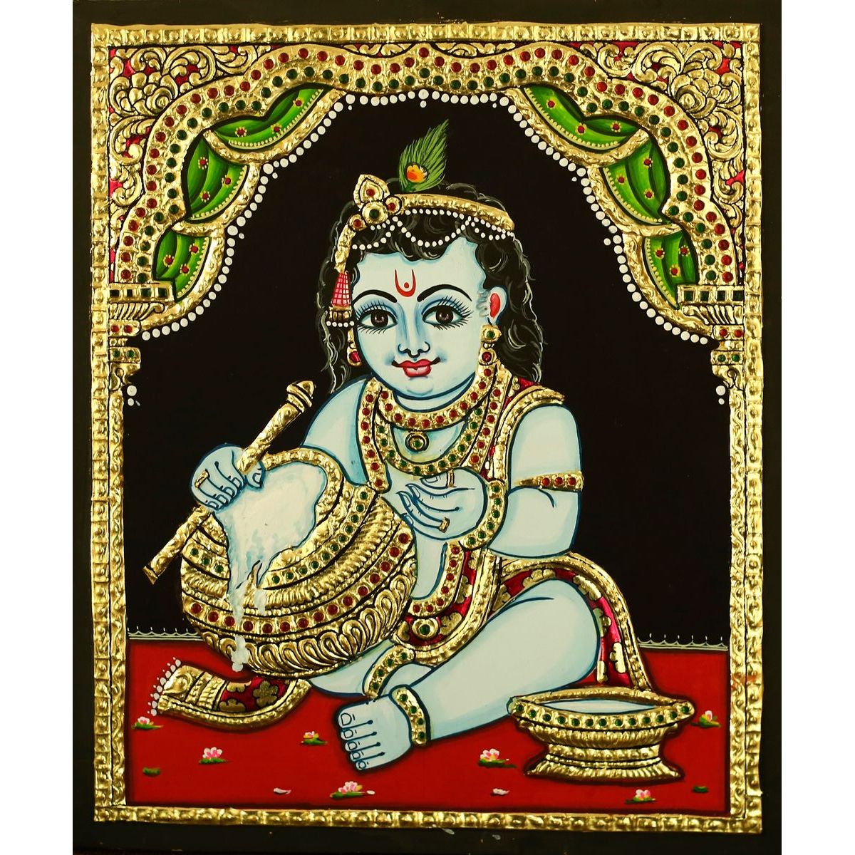 TANJORE PAINTING BUTTER KRISHNA