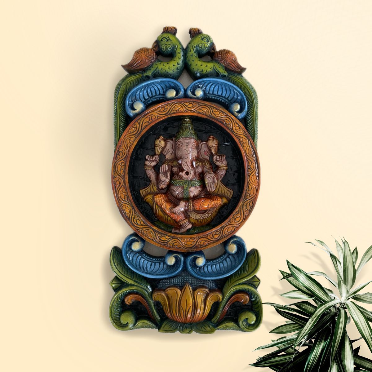 GANESHA VAAGAI WOODEN WALL HANGING KAVADI PANEL