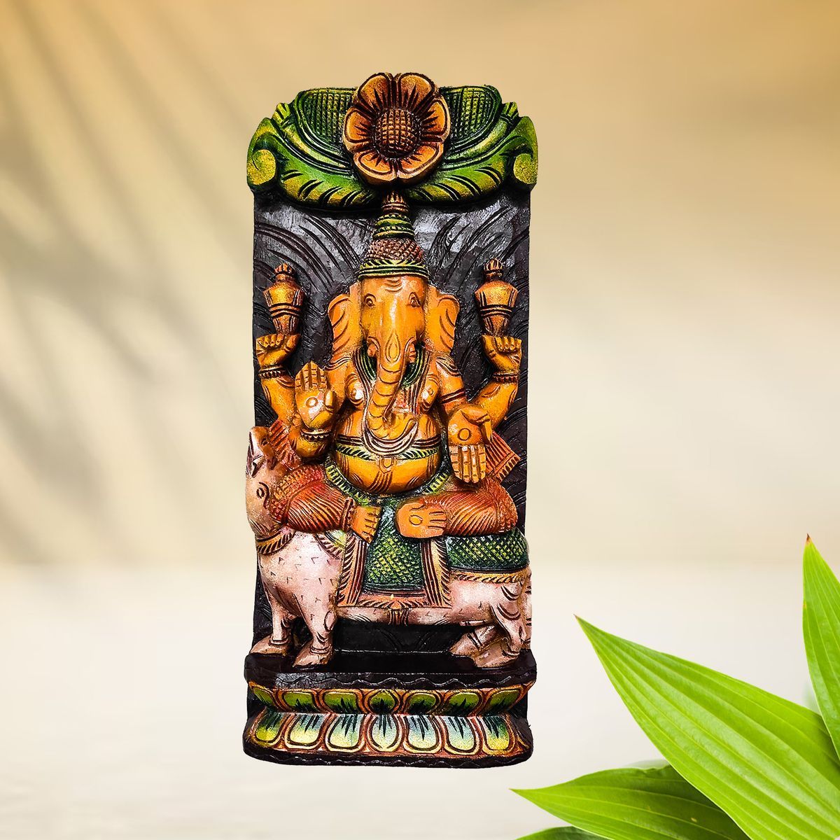 GANESHA VAAGAI WOODEN WALL HANGING PANEL