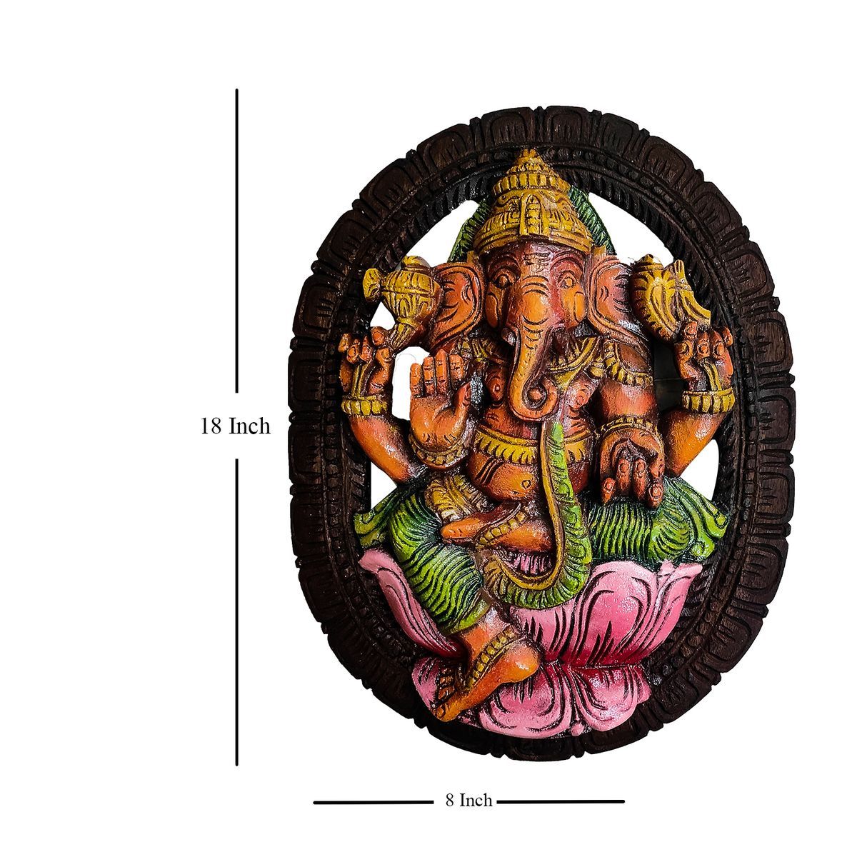 OVAL GANESHA VAAGAI WOODEN WALL HANGING PANEL