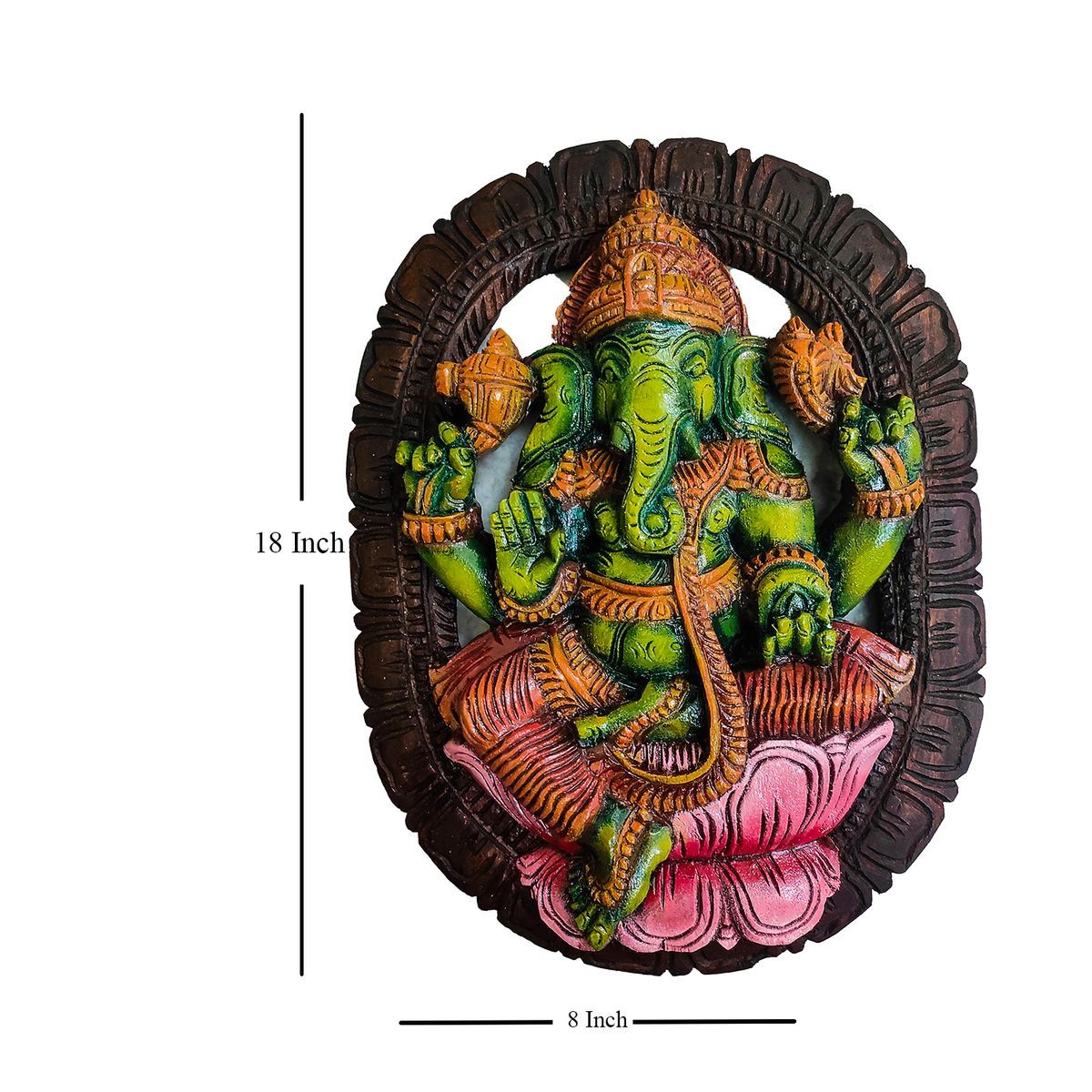 OVAL GANESHA VAAGAI WOODEN WALL HANGING PANEL