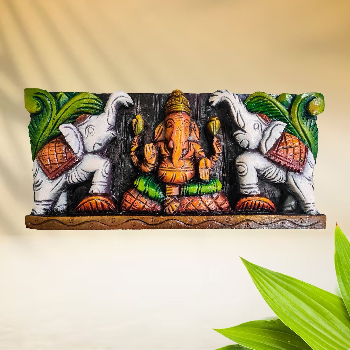 GANESHA VAAGAI WOODEN WALL HANING PANEL
