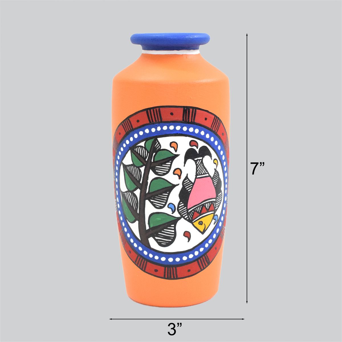 TERRACOTTA WARLI HAND PAINTED FLOWER VASE POT