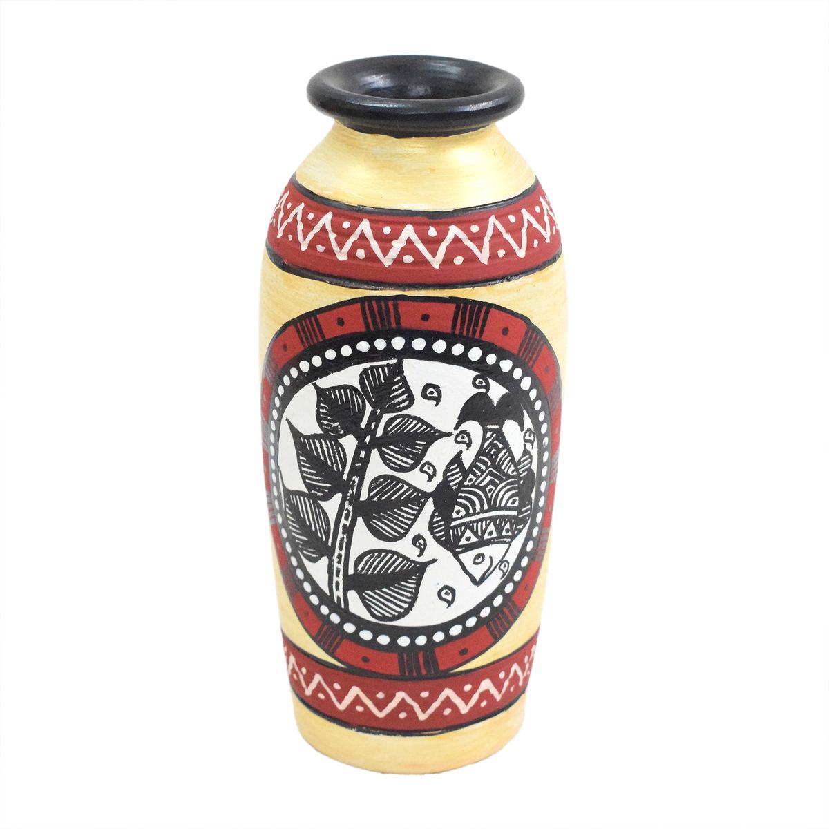 TERRACOTTA WARLI HAND PAINTED FLOWER VASE POT