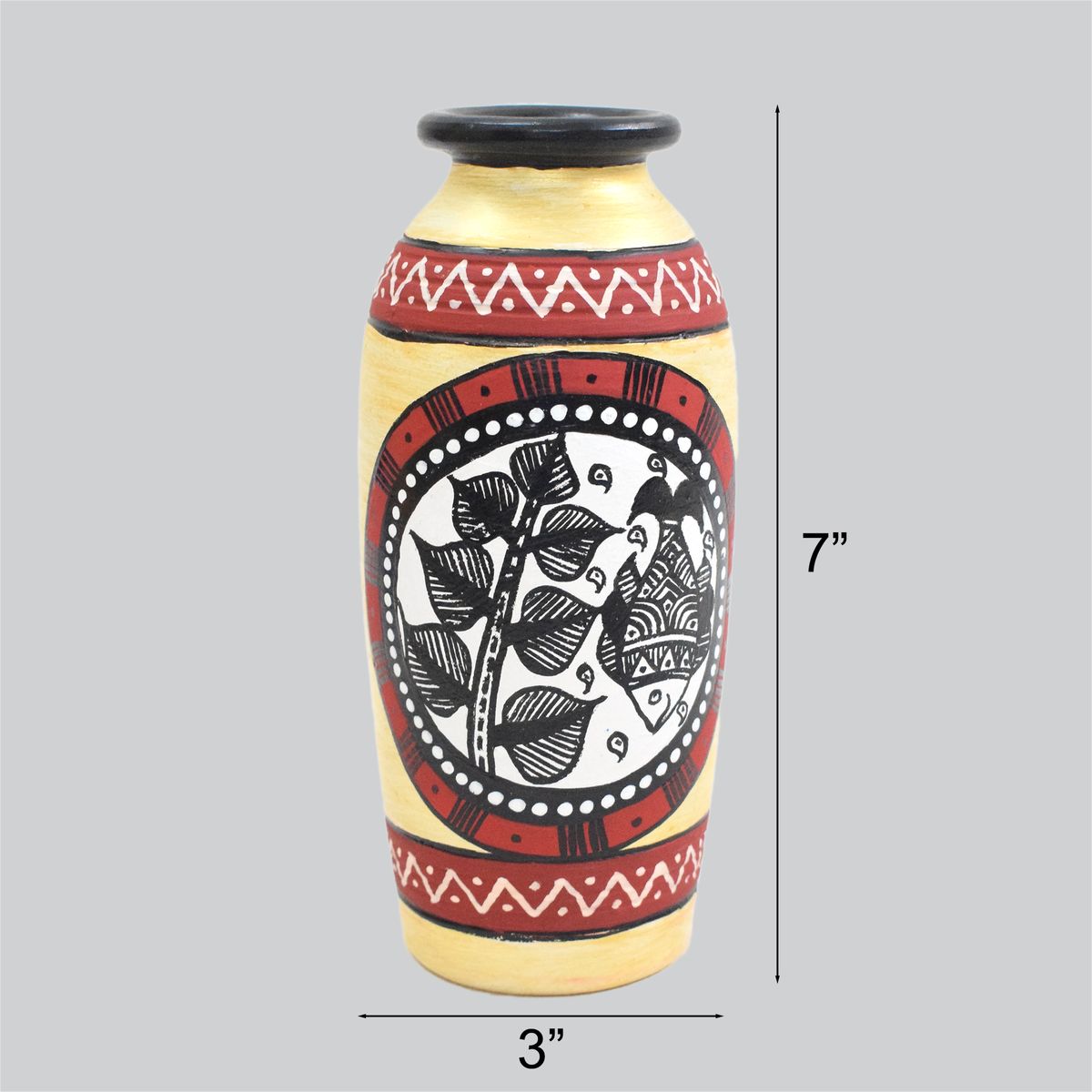 TERRACOTTA WARLI HAND PAINTED FLOWER VASE POT
