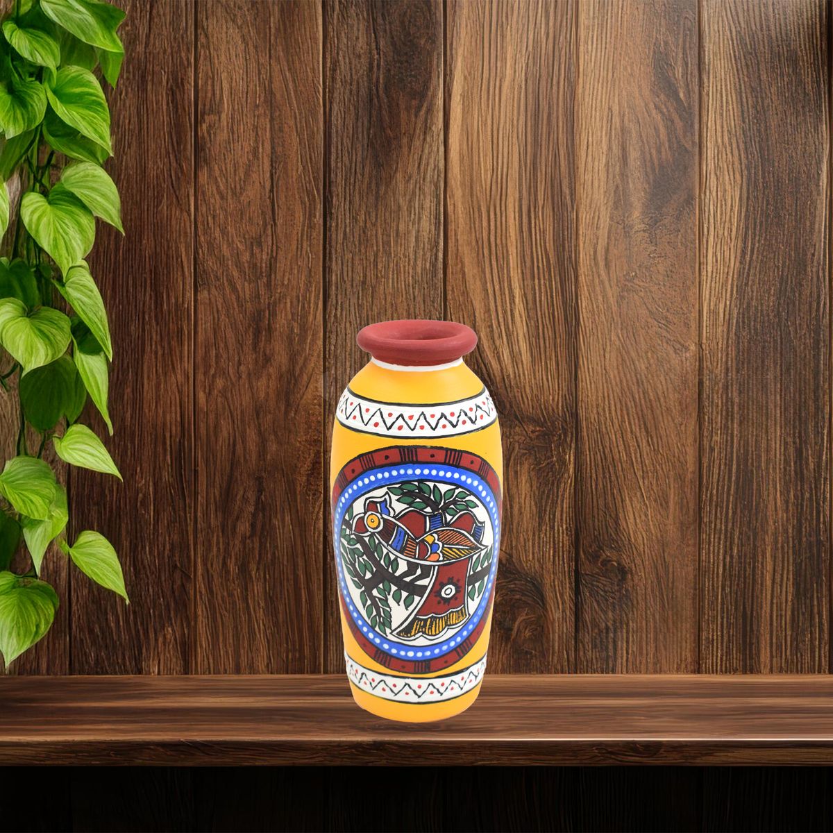 TERRACOTTA WARLI HAND PAINTED FLOWER VASE POT