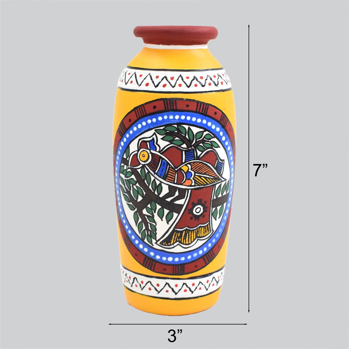 TERRACOTTA WARLI HAND PAINTED FLOWER VASE POT