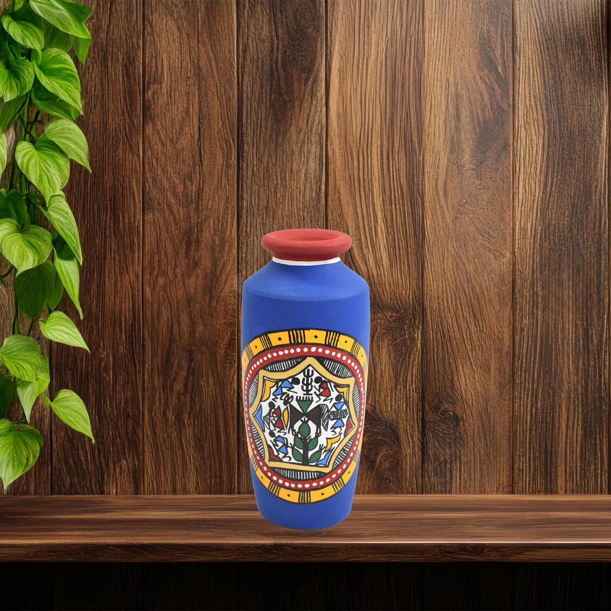 TERRACOTTA WARLI HAND PAINTED FLOWER VASE POT