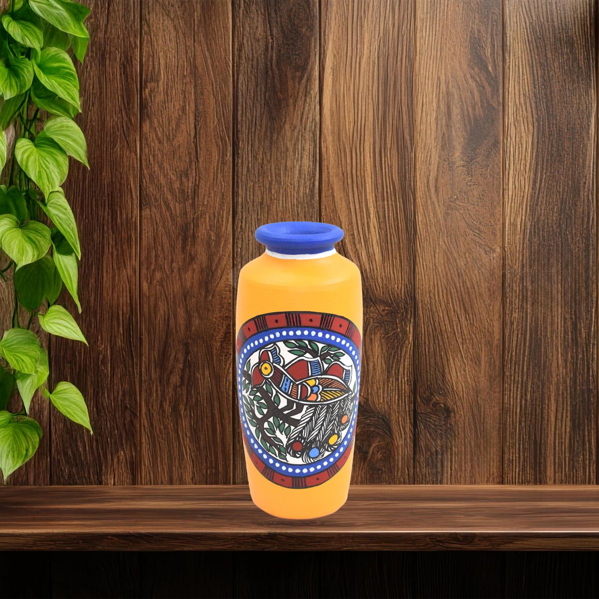 TERRACOTTA WARLI HAND PAINTED FLOWER VASE POT