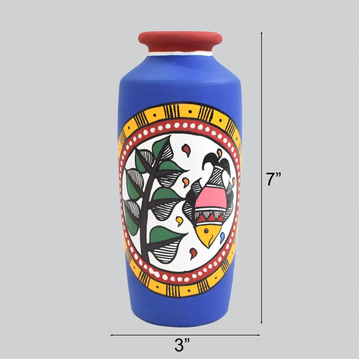TERRACOTTA WARLI HAND PAINTED FLOWER VASE POT
