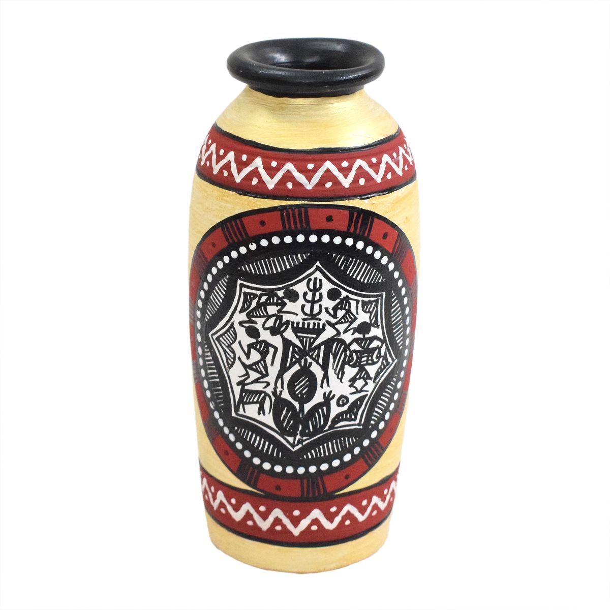 TERRACOTTA WARLI HAND PAINTED FLOWER VASE POT