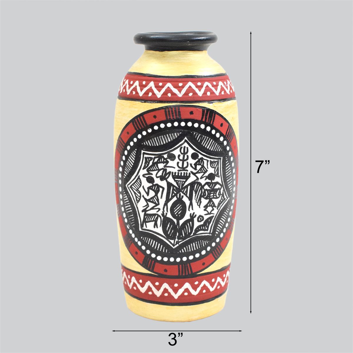TERRACOTTA WARLI HAND PAINTED FLOWER VASE POT