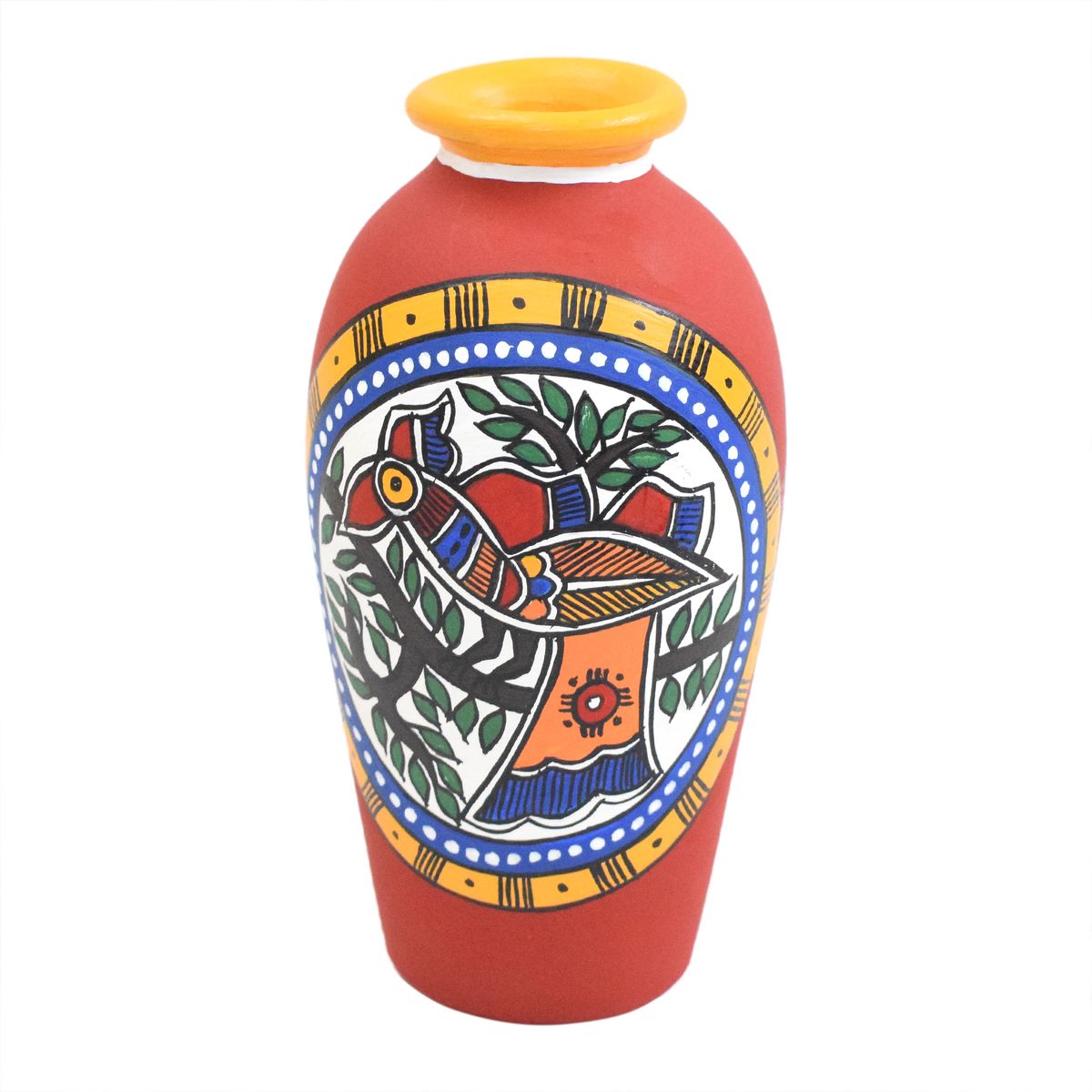 TERRACOTTA WARLI HAND PAINTED FLOWER VASE POT