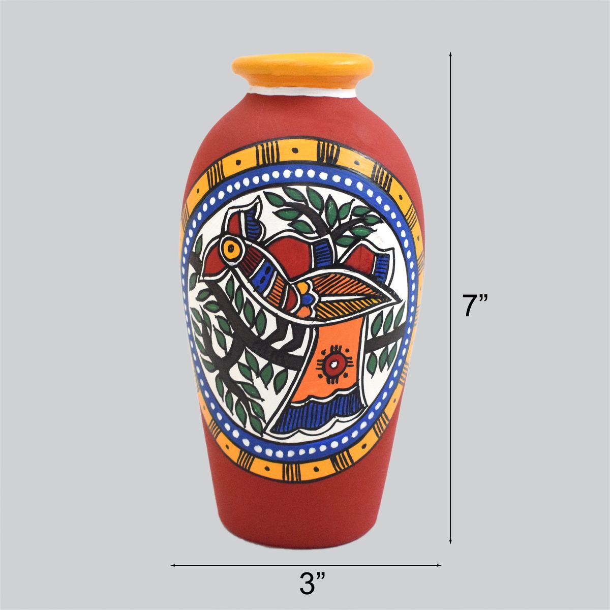TERRACOTTA WARLI HAND PAINTED FLOWER VASE POT