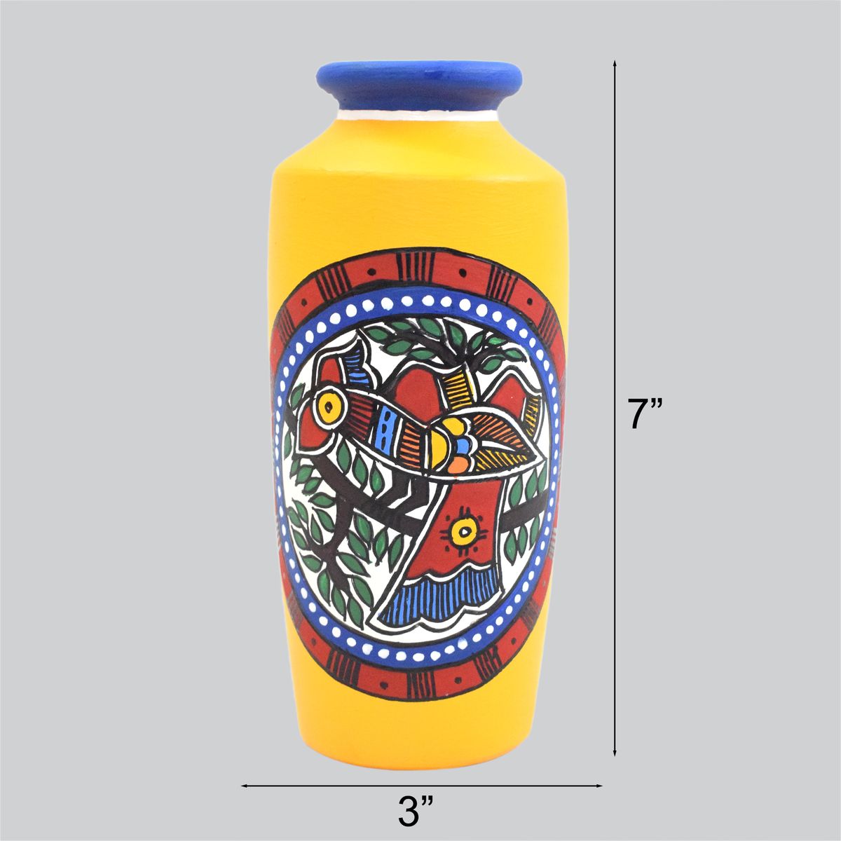 TERRACOTTA WARLI HAND PAINTED FLOWER VASE POT