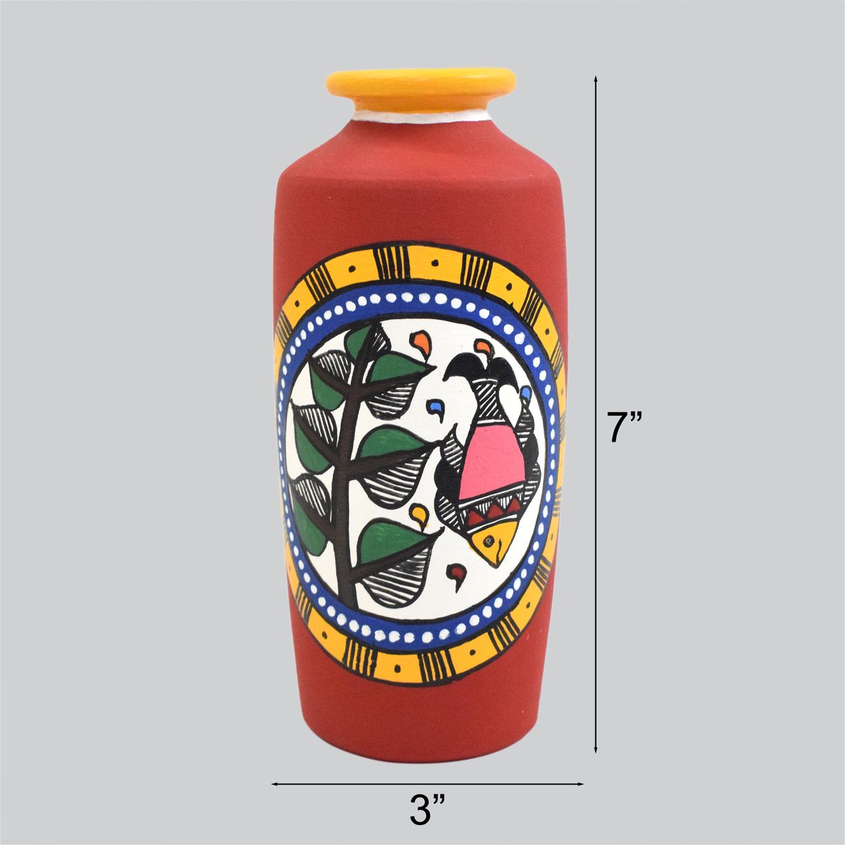 TERRACOTTA WARLI HAND PAINTED FLOWER VASE POT