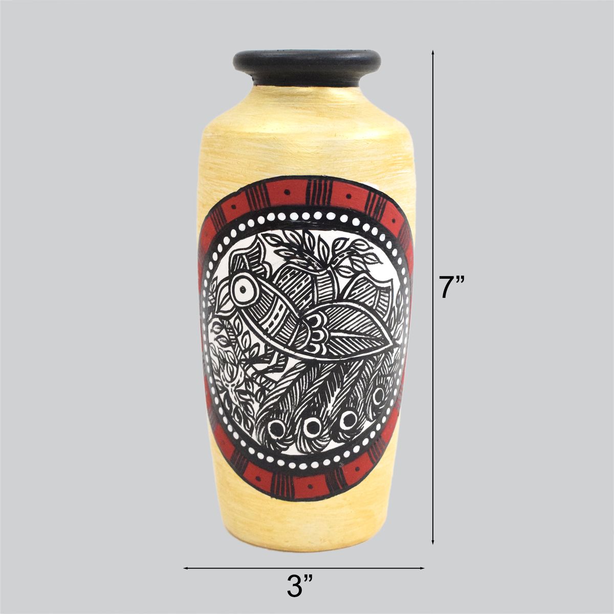 TERRACOTTA WARLI HAND PAINTED FLOWER VASE POT