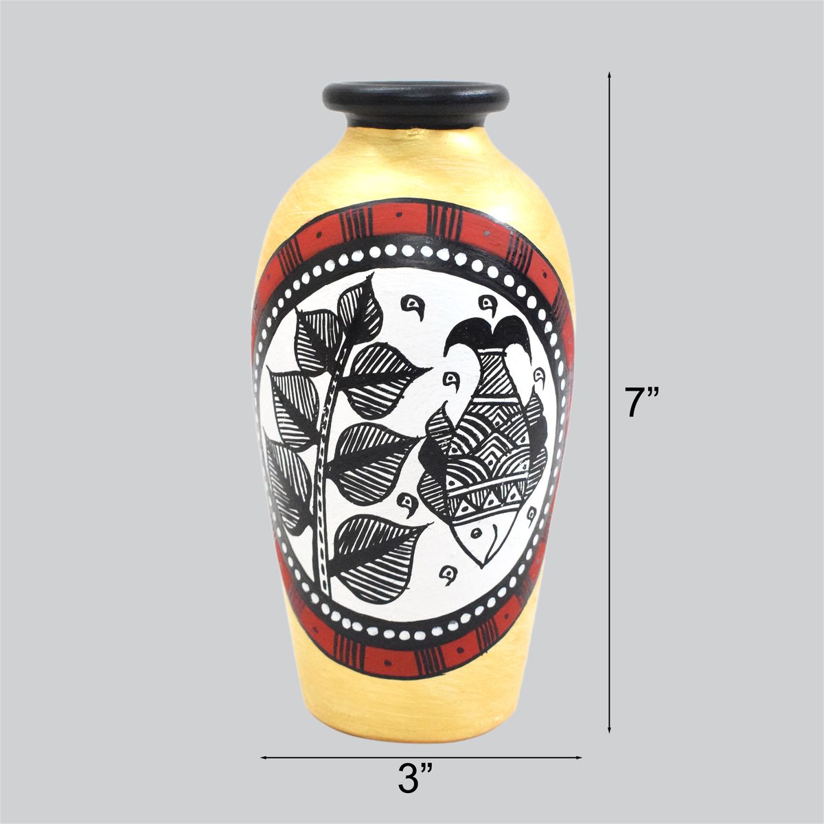 TERRACOTTA WARLI HAND PAINTED FLOWER VASE POT