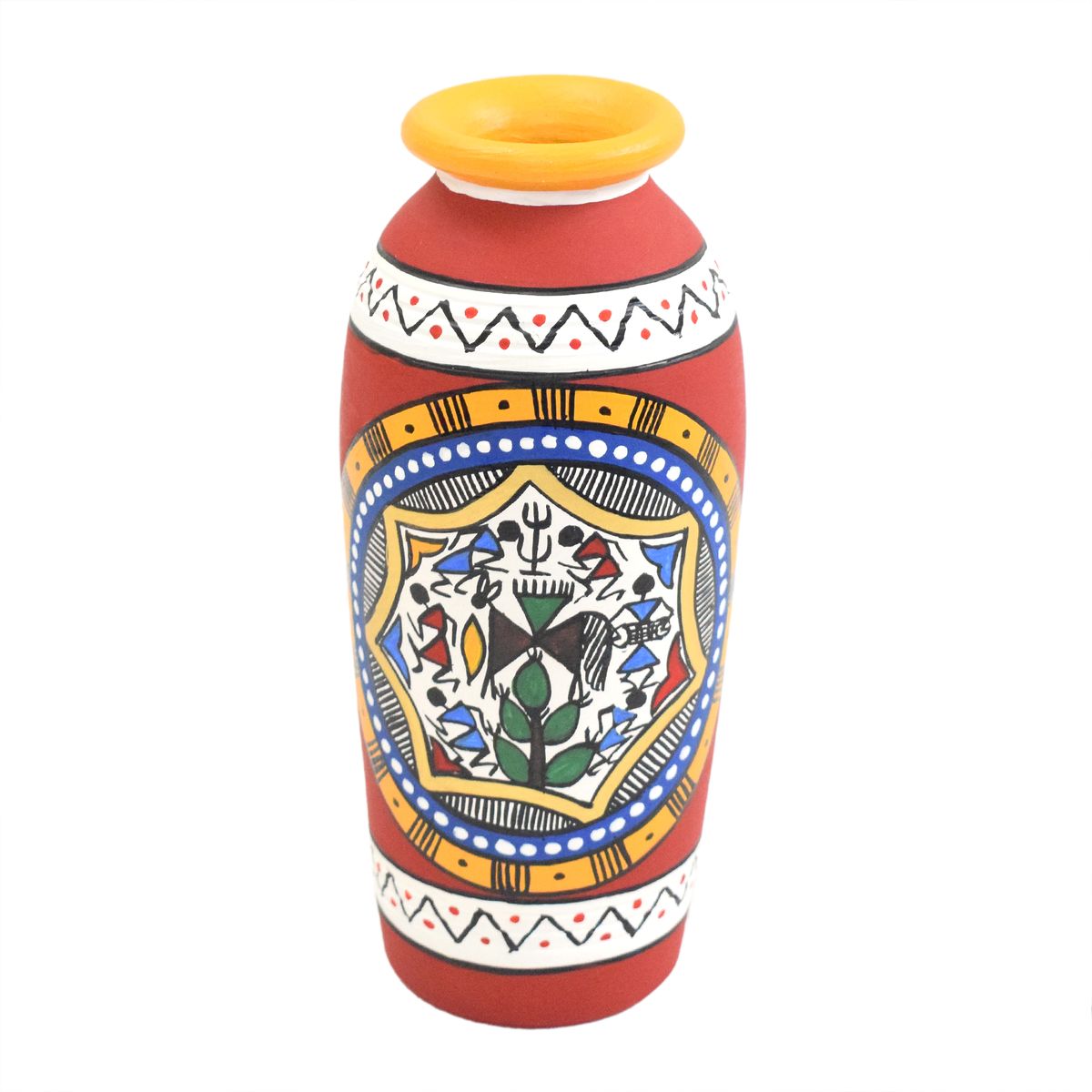 TERRACOTTA WARLI HAND PAINTED FLOWER VASE POT
